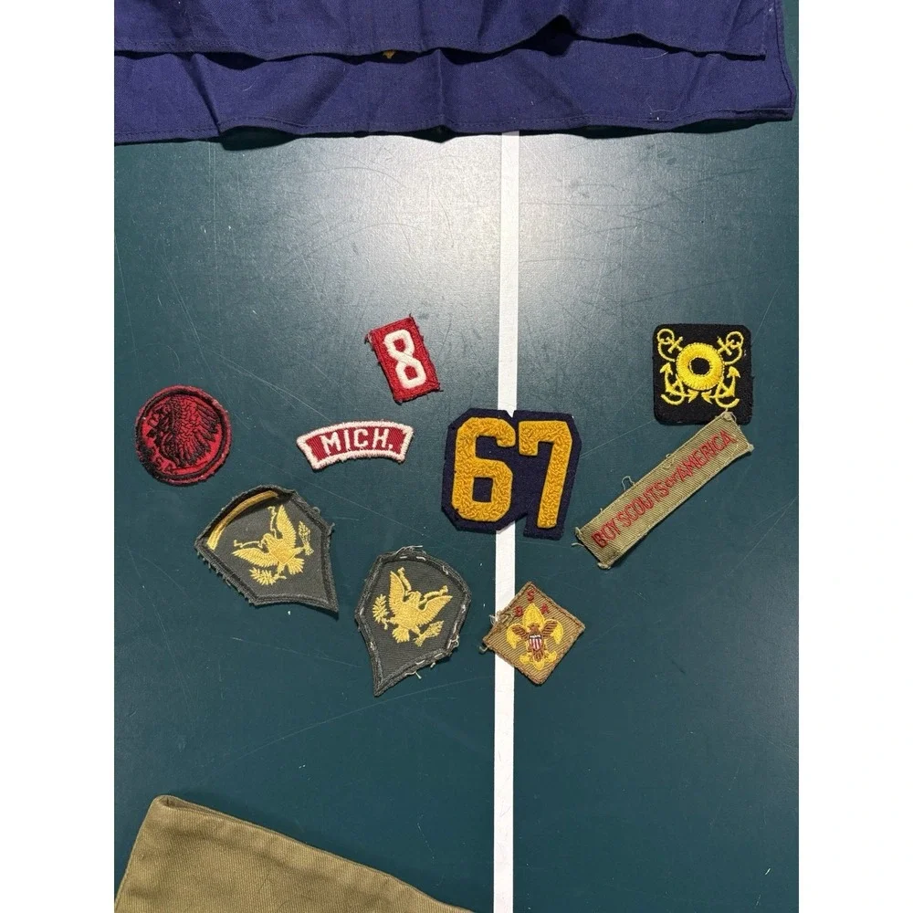 Vintage Boy Scouts Cub Scouts Garrison Cap Patches Handkerchief Memorabilia Lot